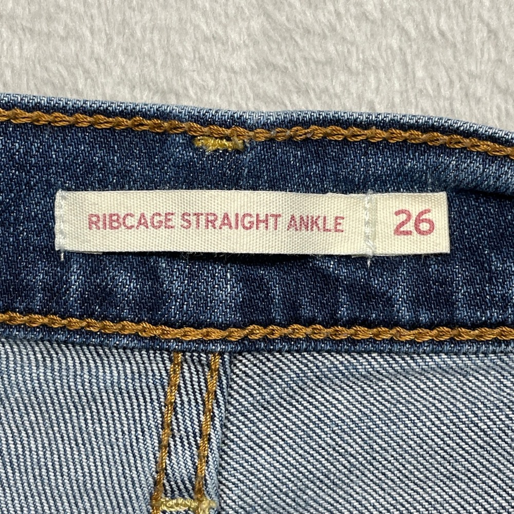 Levis Ribcage Straight Ankle Jeans Womens 26 Blue High Rise Button Fly - Picture 6 of 15